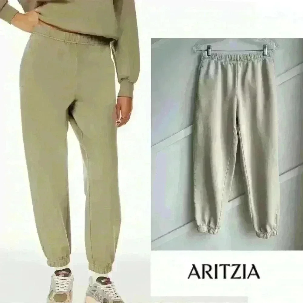 Aritzia Wilfred Free Fleece  Organic Cotton Jogger Mocha Tan Sweatpants Size S